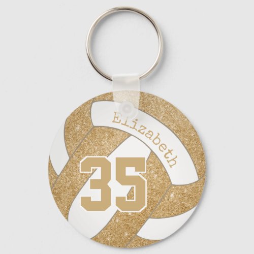 gold volleyball bag tag w player jersey number keychain