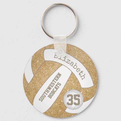 gold volleyball bag tag w player team name keychain