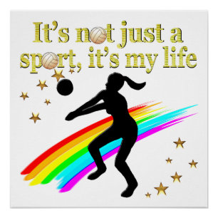 GOLD VOLLEYBALL IS MY LIFE DESIGN POSTER