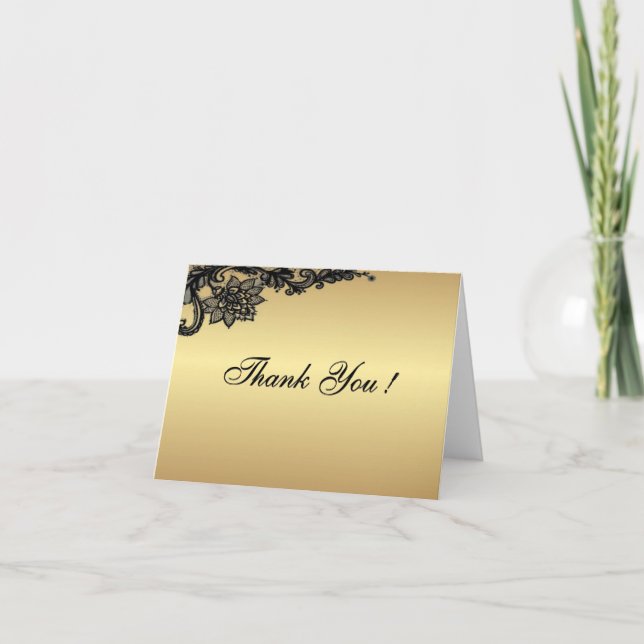 Gold w Black Accent Blank Thank You Cards (Front)