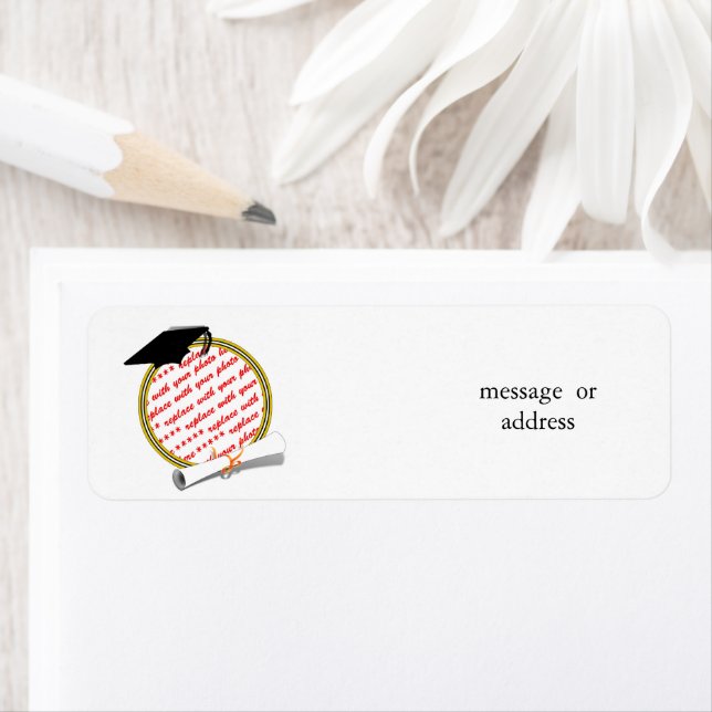 Gold w/Black & White Graduation Photo Frame Label (Insitu)