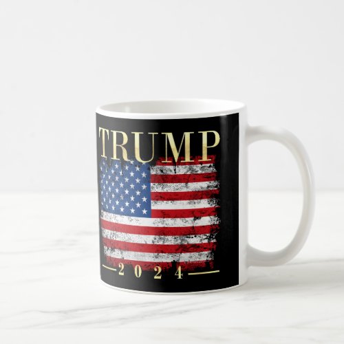 Gold wFlag Donald Trump for President 2024 Coffee Mug