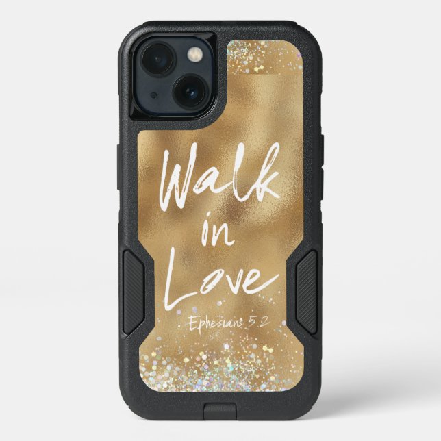Gold Walk in Love Bible Quote Otterbox iPhone Case (Back)