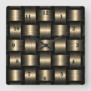 Gold Wall Clock Lattice Design - Black and Gold