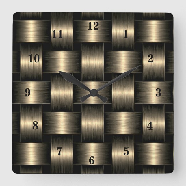 Gold Wall Clock Lattice Design - Black and Gold (Front)