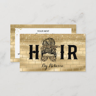 Gold Wall Hair Stylist Appointment Card Messy Bun
