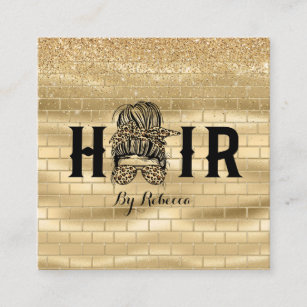 Gold Wall Hair Stylist Appointment Card Messy Bun