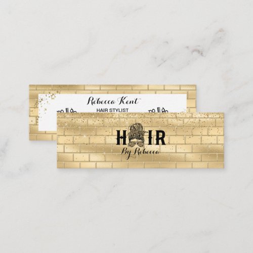 Gold Wall Hair Stylist Mini Business Card        