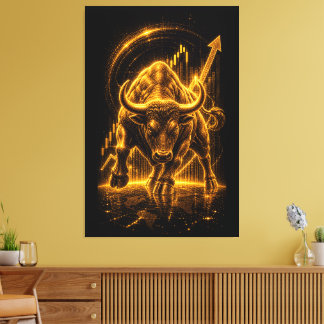 Gold Wall Street Bull Market Luxury Stock Canvas Print