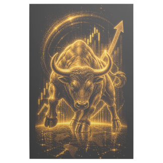 Gold Wall Street Bull Market Luxury Stock Gallery Wrap
