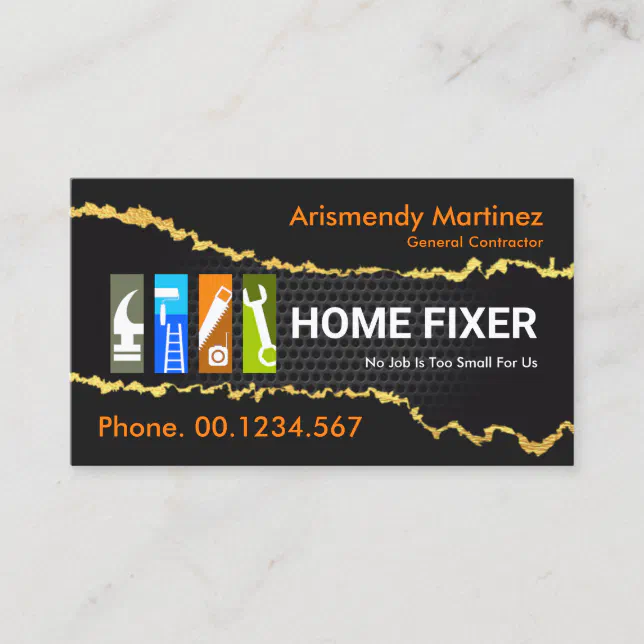 Gold Wallpaper Over Wire Mesh Remodeling Business Card | Zazzle