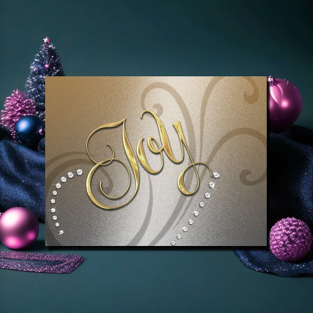 Gold Warm Gray Joy Holiday Card (Creator Uploaded)