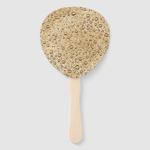 Gold water droplets hand fan