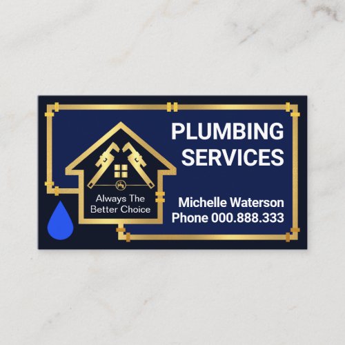 Gold Water Pipes Leaking Frame Business Card