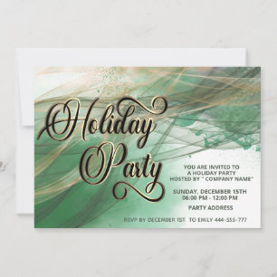 Gold watercolor abstract  corporate Holiday party Invitation