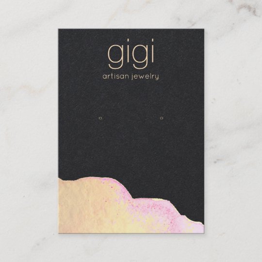 Gold Watercolor Abstract Earring Display Holder Business Card