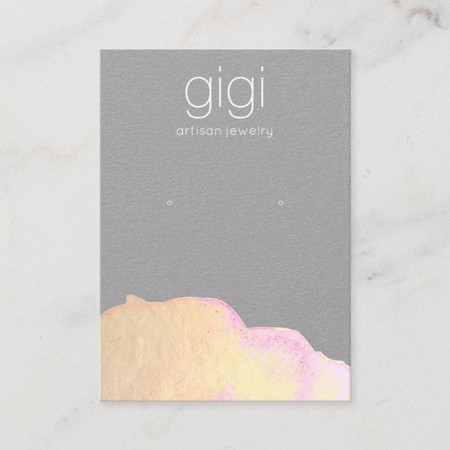Gold Watercolor Abstract Earring Display Holder Business Card (Front)