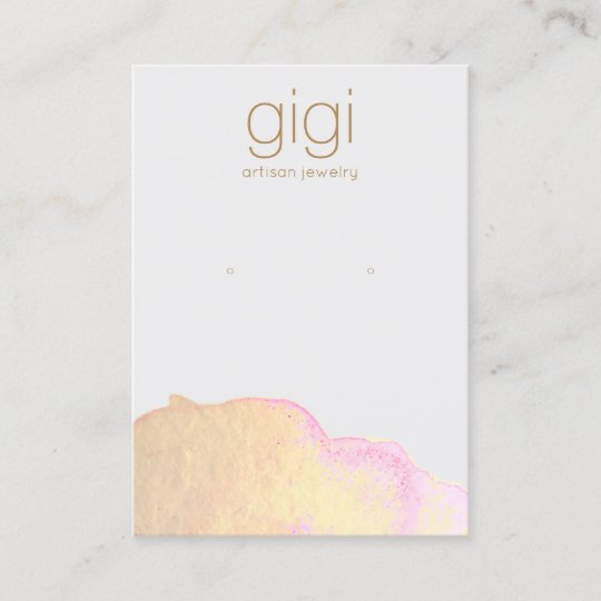 Gold Watercolor Abstract Earring Display Holder Business Card