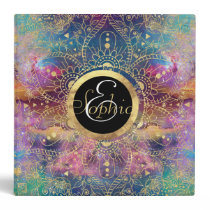 Gold watercolor and nebula mandala 3 ring binder Gold watercolor and nebula mandala 3 ring binder