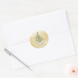 Gold Watercolor Christmas Envelope Seal 🎄📧