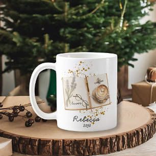 Gold Watercolor Coffee Lover Journal Holiday Gift Coffee Mug