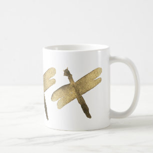 Gold Watercolor Dragonflies Coffee Mug