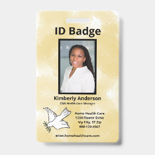 Gold Watercolor Employee Photo Name Logo ID Badge