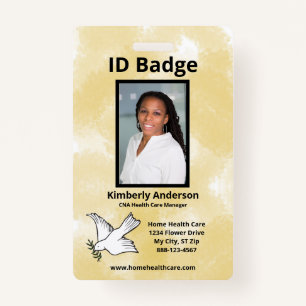 Gold Watercolor Employee Photo Name Logo ID Badge