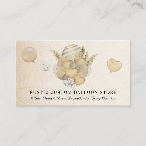 Gold Watercolor Event Planner Balloons Business Card
