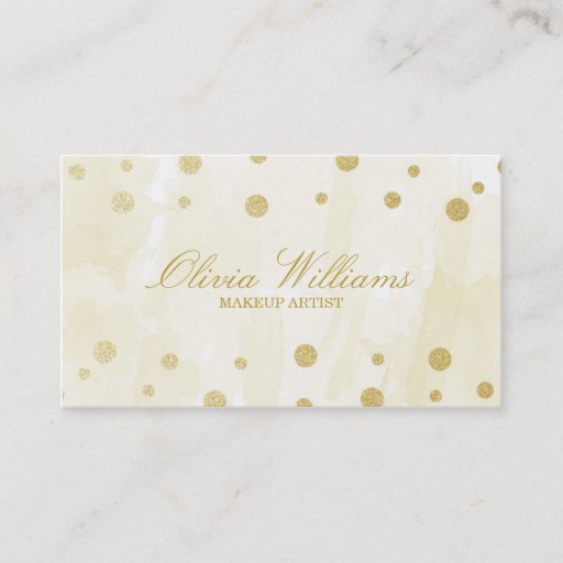 Customizable Gold Watercolor &amp; Glitter Business Cards