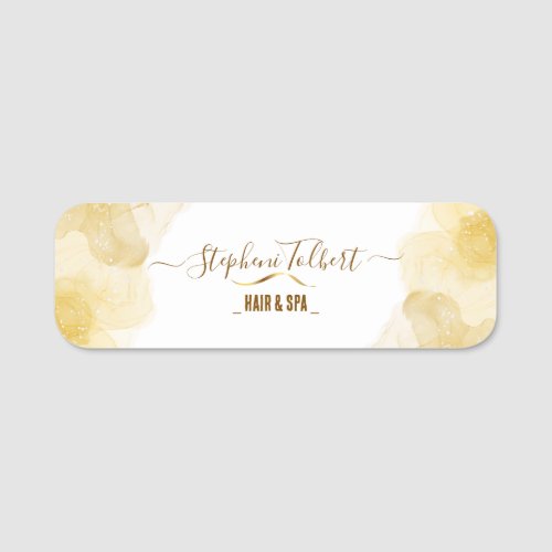 Gold Watercolor Hair Spa Create Your Own Logo Name Tag