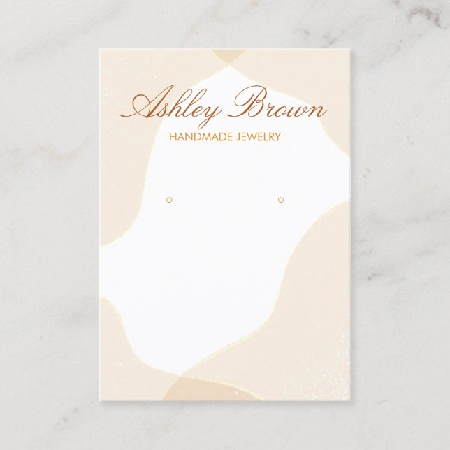 Gold Watercolor Handmade Earring Jewelry Display Business Card (Front)