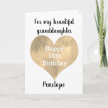 Gold Watercolor Heart 10th Birthday Card<br><div class="desc">A watercolor gold heart 10th birthday card for granddaughter,  daughter,  goddaughter,  etc. The front of this tenth birthday card features a beautiful gold heart,  which you can personalize for the birthday girl. The inside reads a sweet birthday sentiment which can also be personalized for her.</div>