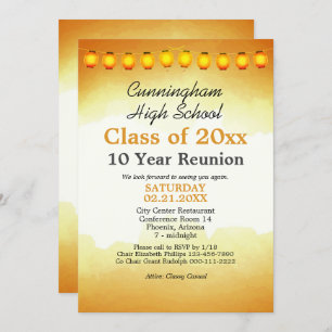 Gold Watercolor High School Class Reunion Template