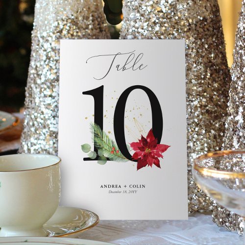 Gold Watercolor Holiday Botanical Table Number 10