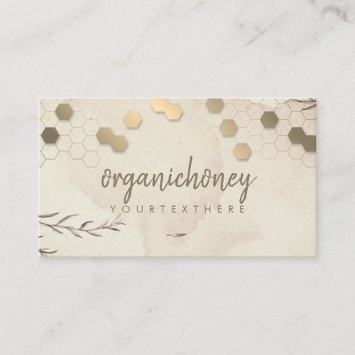 Gold Watercolor Honeycomb bee farm Apiary Business Card