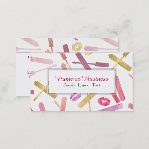 Gold  Watercolor Lipsticks  Glosses Bizcards Business Card