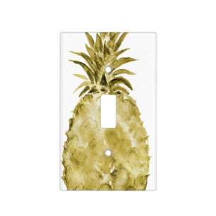Gold Watercolor Pineapple Light Switch Cover