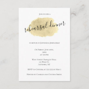 Gold watercolor rehearsal dinner invitations