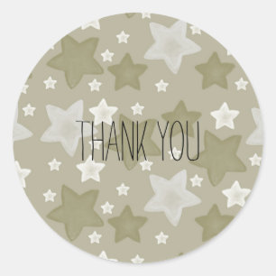 Gold Watercolor Stars thank you Classic Round Sticker