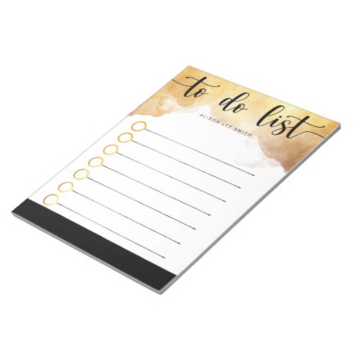 Gold Watercolor To do List Notepad