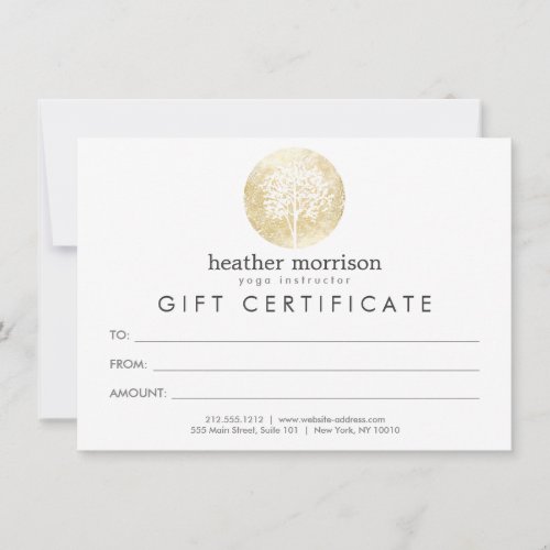 Gold Watercolor Tree Yoga and Wellness Gift Card