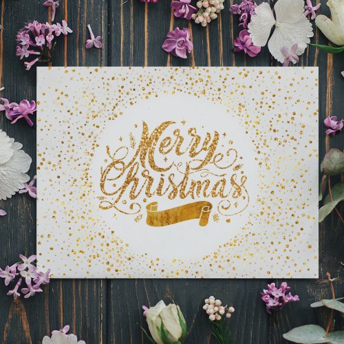 Gold watercolor Trendy Handwritten Holiday Invitation