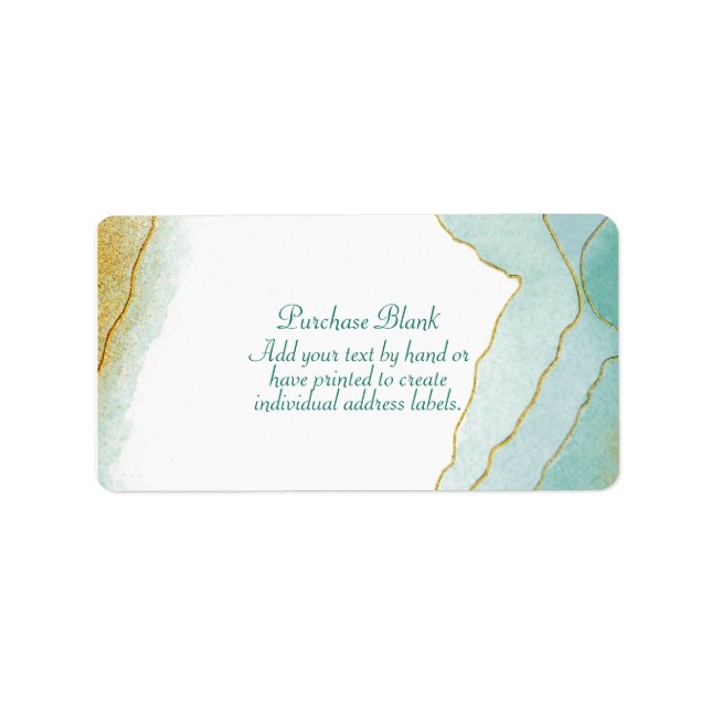 Gold Watercolor Turquoise Address  Label (Front)