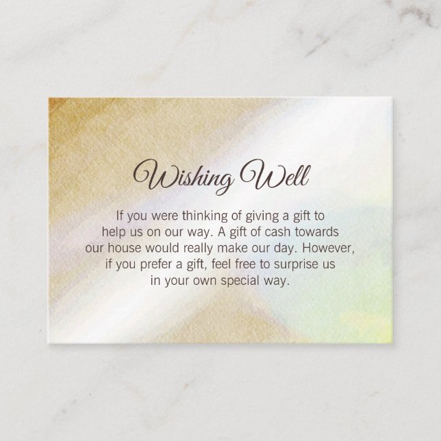 Gold Watercolor Wedding Wishing Well Enclosure Card (Front)