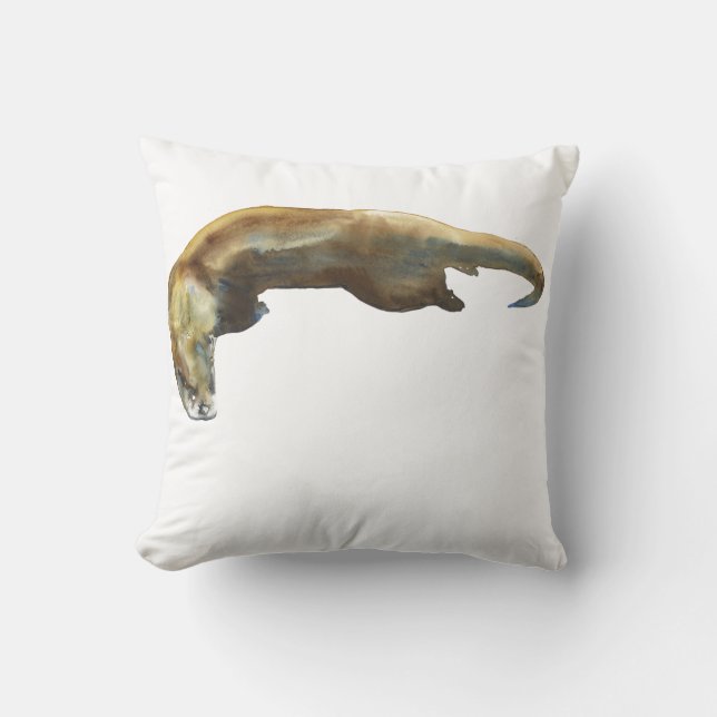 Gold watercolour on paper throw pillow (Front)