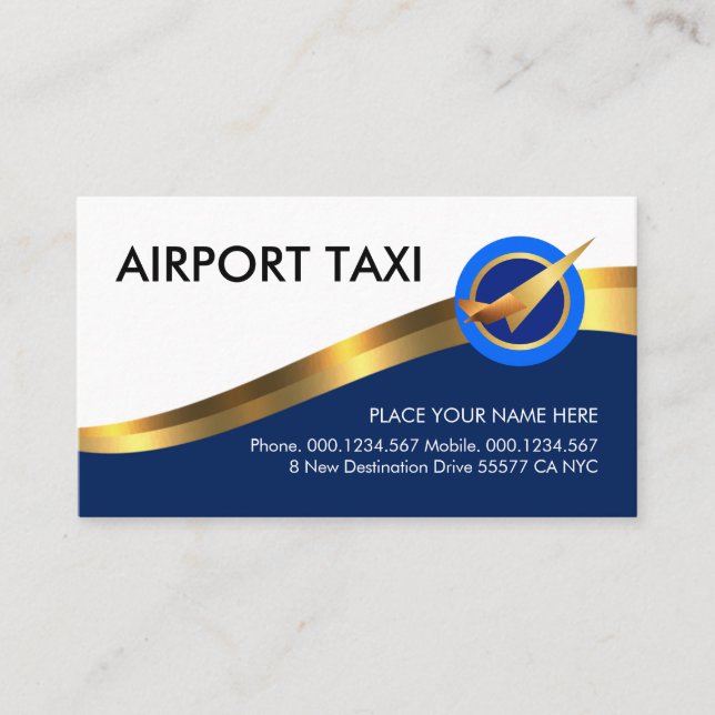 Gold Wave Airport Runway Business Card (Front)