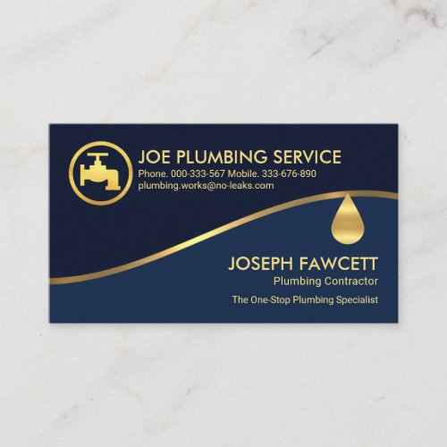 Gold Wave Blue Shade Layers Electrical Business Card