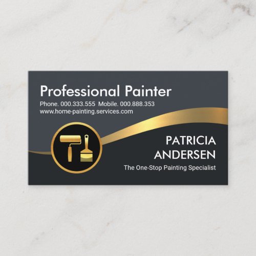 Gold Wave Blue Shade Layers Painter Business Card