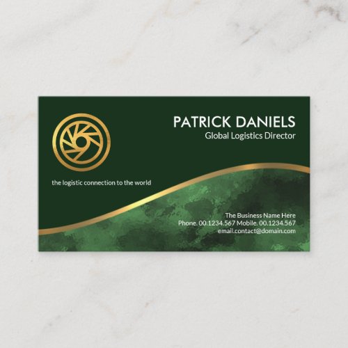 Gold Wave Emerald Green Layers CEO Founder Business Card